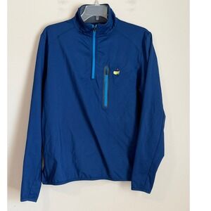 Masters Tech Quarter Zip Pullover Mens Small Blue Pocket Performance Stretch